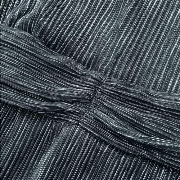 Bloomchic Cerulean Glitter Mesh Lined Surplice Neck Ruffle Pocket Dress 14-16 - Picture 5 of 11